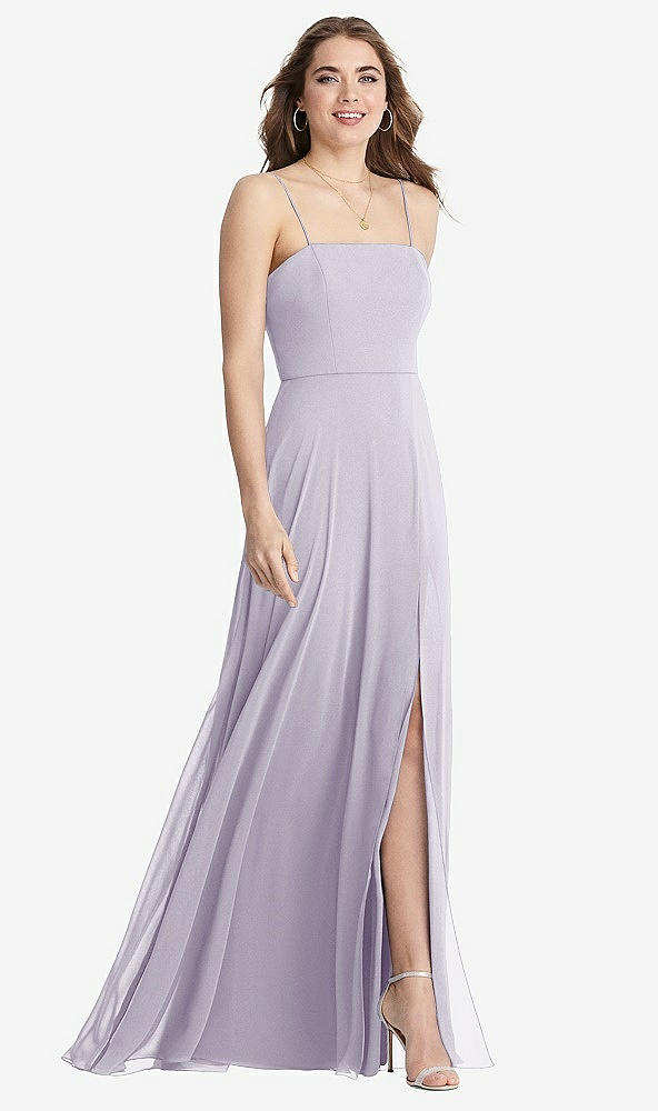 Front View - Moondance Square Neck Chiffon Maxi Dress with Front Slit - Elliott