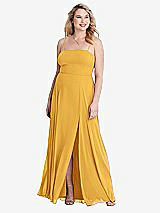 Alt View 1 Thumbnail - NYC Yellow Square Neck Chiffon Maxi Dress with Front Slit - Elliott