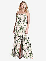 Alt View 1 Thumbnail - Palm Beach Print Square Neck Chiffon Maxi Dress with Front Slit - Elliott