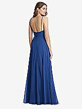 Rear View Thumbnail - Classic Blue Square Neck Chiffon Maxi Dress with Front Slit - Elliott