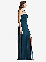 Side View Thumbnail - Atlantic Blue Square Neck Chiffon Maxi Dress with Front Slit - Elliott