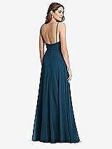 Rear View Thumbnail - Atlantic Blue Square Neck Chiffon Maxi Dress with Front Slit - Elliott