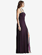 Side View Thumbnail - Aubergine Square Neck Chiffon Maxi Dress with Front Slit - Elliott