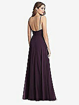 Rear View Thumbnail - Aubergine Square Neck Chiffon Maxi Dress with Front Slit - Elliott