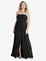 Alt View 1 Thumbnail - Black Square Neck Chiffon Maxi Dress with Front Slit - Elliott