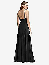 Rear View Thumbnail - Black Square Neck Chiffon Maxi Dress with Front Slit - Elliott