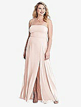 Alt View 1 Thumbnail - Blush Square Neck Chiffon Maxi Dress with Front Slit - Elliott