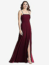 Front View Thumbnail - Cabernet Square Neck Chiffon Maxi Dress with Front Slit - Elliott