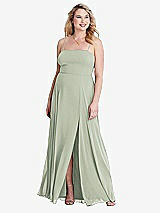 Alt View 1 Thumbnail - Celadon Square Neck Chiffon Maxi Dress with Front Slit - Elliott