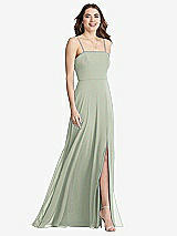 Front View Thumbnail - Celadon Square Neck Chiffon Maxi Dress with Front Slit - Elliott