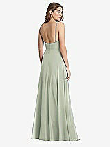 Rear View Thumbnail - Celadon Square Neck Chiffon Maxi Dress with Front Slit - Elliott