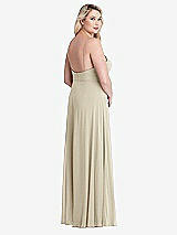 Alt View 2 Thumbnail - Champagne Square Neck Chiffon Maxi Dress with Front Slit - Elliott