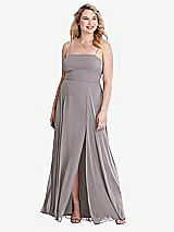 Alt View 1 Thumbnail - Cashmere Gray Square Neck Chiffon Maxi Dress with Front Slit - Elliott