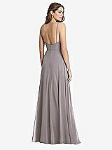 Rear View Thumbnail - Cashmere Gray Square Neck Chiffon Maxi Dress with Front Slit - Elliott