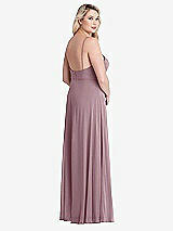 Alt View 2 Thumbnail - Dusty Rose Square Neck Chiffon Maxi Dress with Front Slit - Elliott