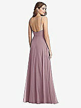 Rear View Thumbnail - Dusty Rose Square Neck Chiffon Maxi Dress with Front Slit - Elliott