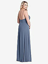 Alt View 2 Thumbnail - Larkspur Blue Square Neck Chiffon Maxi Dress with Front Slit - Elliott