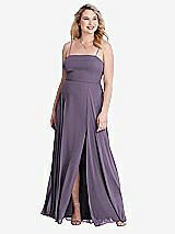 Alt View 1 Thumbnail - Lavender Square Neck Chiffon Maxi Dress with Front Slit - Elliott