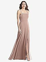 Front View Thumbnail - Neu Nude Square Neck Chiffon Maxi Dress with Front Slit - Elliott