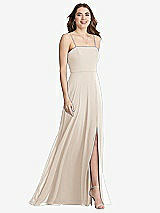 Front View Thumbnail - Oat Square Neck Chiffon Maxi Dress with Front Slit - Elliott