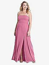 Alt View 1 Thumbnail - Orchid Pink Square Neck Chiffon Maxi Dress with Front Slit - Elliott