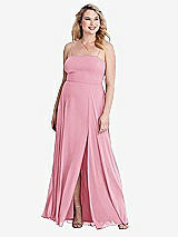 Alt View 1 Thumbnail - Peony Pink Square Neck Chiffon Maxi Dress with Front Slit - Elliott