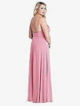 Alt View 2 Thumbnail - Peony Pink Square Neck Chiffon Maxi Dress with Front Slit - Elliott