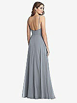 Rear View Thumbnail - Platinum Square Neck Chiffon Maxi Dress with Front Slit - Elliott