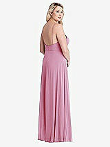 Alt View 2 Thumbnail - Powder Pink Square Neck Chiffon Maxi Dress with Front Slit - Elliott