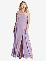 Alt View 1 Thumbnail - Pale Purple Square Neck Chiffon Maxi Dress with Front Slit - Elliott