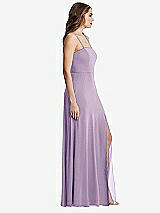 Side View Thumbnail - Pale Purple Square Neck Chiffon Maxi Dress with Front Slit - Elliott