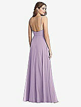 Rear View Thumbnail - Pale Purple Square Neck Chiffon Maxi Dress with Front Slit - Elliott