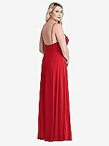 Alt View 2 Thumbnail - Parisian Red Square Neck Chiffon Maxi Dress with Front Slit - Elliott