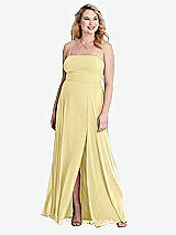 Alt View 1 Thumbnail - Pale Yellow Square Neck Chiffon Maxi Dress with Front Slit - Elliott