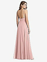 Rear View Thumbnail - Rose - PANTONE Rose Quartz Square Neck Chiffon Maxi Dress with Front Slit - Elliott