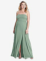 Alt View 1 Thumbnail - Seagrass Square Neck Chiffon Maxi Dress with Front Slit - Elliott