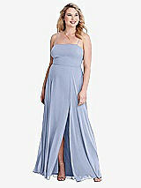 Alt View 1 Thumbnail - Sky Blue Square Neck Chiffon Maxi Dress with Front Slit - Elliott