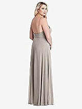 Alt View 2 Thumbnail - Taupe Square Neck Chiffon Maxi Dress with Front Slit - Elliott