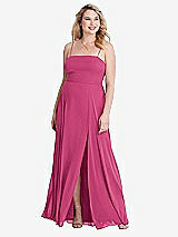 Alt View 1 Thumbnail - Tea Rose Square Neck Chiffon Maxi Dress with Front Slit - Elliott