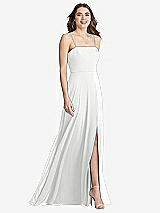 Front View Thumbnail - White Square Neck Chiffon Maxi Dress with Front Slit - Elliott