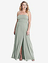 Alt View 1 Thumbnail - Willow Green Square Neck Chiffon Maxi Dress with Front Slit - Elliott