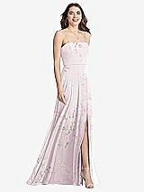 Front View Thumbnail - Watercolor Print Square Neck Chiffon Maxi Dress with Front Slit - Elliott