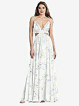 Front View Thumbnail - Bleu Garden Ruffled Chiffon Cutout Maxi Dress - Jessie