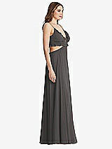 Side View Thumbnail - Caviar Gray Ruffled Chiffon Cutout Maxi Dress - Jessie