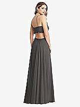 Rear View Thumbnail - Caviar Gray Ruffled Chiffon Cutout Maxi Dress - Jessie