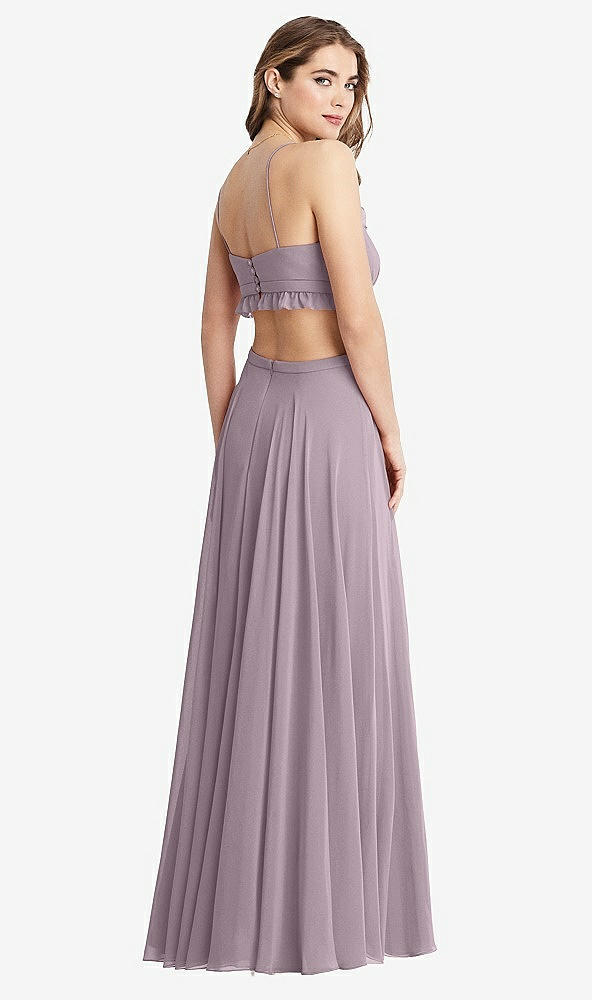 Back View - Lilac Dusk Ruffled Chiffon Cutout Maxi Dress - Jessie