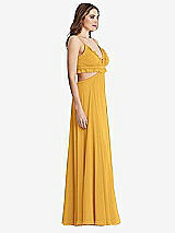 Side View Thumbnail - NYC Yellow Ruffled Chiffon Cutout Maxi Dress - Jessie