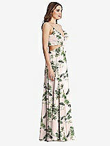 Side View Thumbnail - Palm Beach Print Ruffled Chiffon Cutout Maxi Dress - Jessie