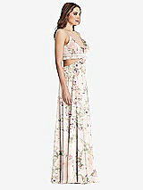 Side View Thumbnail - Blush Garden Ruffled Chiffon Cutout Maxi Dress - Jessie