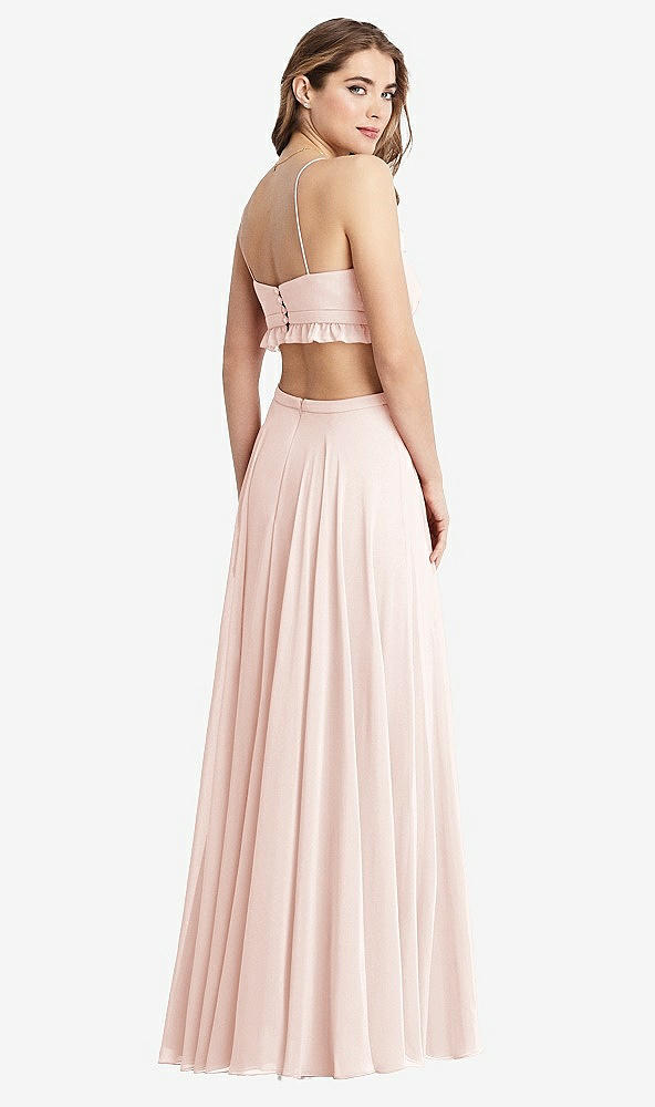 Back View - Blush Ruffled Chiffon Cutout Maxi Dress - Jessie